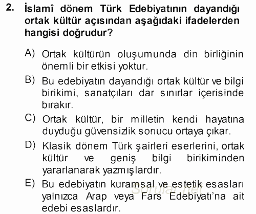 Eski Türk Edebiyatına Giriş: Biçim ve Ölçü 2013 - 2014 Ara Sınavı 2.Soru