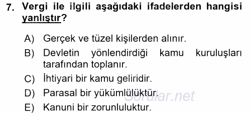 Belge Yönetimi ve Ofis Uygulamaları 2017 - 2018 Ara Sınavı 7.Soru