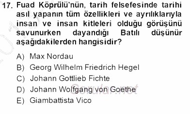 Türkiye´de Felsefenin Gelişimi 1 2013 - 2014 Dönem Sonu Sınavı 17.Soru