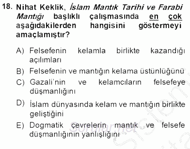 Türkiye´de Felsefenin Gelişimi 1 2013 - 2014 Dönem Sonu Sınavı 18.Soru