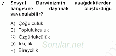 Türkiye´de Felsefenin Gelişimi 1 2013 - 2014 Dönem Sonu Sınavı 7.Soru