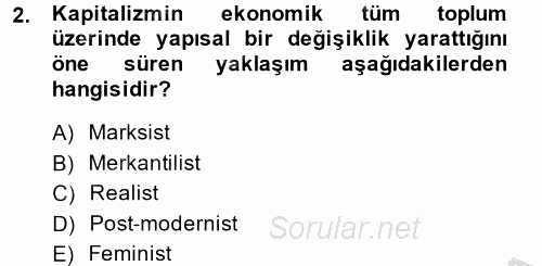 Uluslararası İlişkiler Kuramları 2 2014 - 2015 Dönem Sonu Sınavı 2.Soru