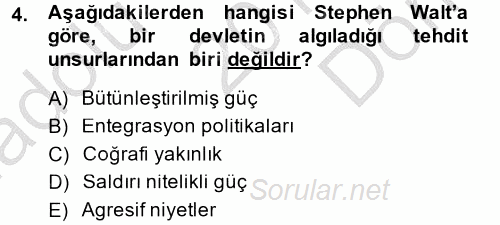 Uluslararası İlişkiler Kuramları 2 2014 - 2015 Dönem Sonu Sınavı 4.Soru