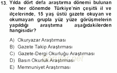 Marka İletişiminde Analiz ve Araştırma 1 2013 - 2014 Tek Ders Sınavı 13.Soru