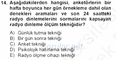 Marka İletişiminde Analiz ve Araştırma 1 2013 - 2014 Tek Ders Sınavı 14.Soru