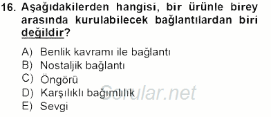 Marka İletişiminde Analiz ve Araştırma 1 2013 - 2014 Tek Ders Sınavı 16.Soru