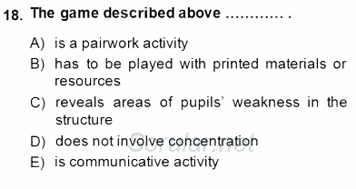 Çocuklara Yabancı Dil Öğretimi 2 2014 - 2015 Ara Sınavı 18.Soru