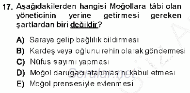 Orta Asya Türk Tarihi 2013 - 2014 Ara Sınavı 17.Soru
