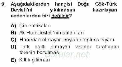 Orta Asya Türk Tarihi 2013 - 2014 Ara Sınavı 2.Soru