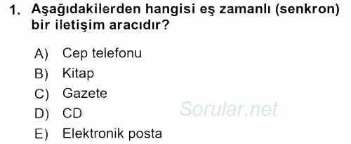 Yeni İletişim Teknolojileri 2015 - 2016 Ara Sınavı 1.Soru