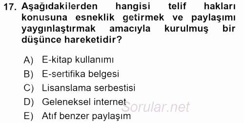 Yeni İletişim Teknolojileri 2015 - 2016 Ara Sınavı 17.Soru