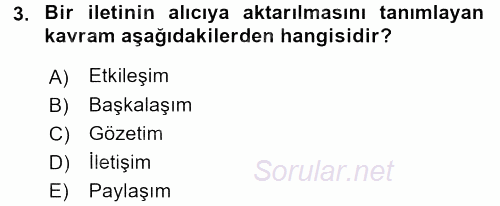 Yeni İletişim Teknolojileri 2015 - 2016 Ara Sınavı 3.Soru