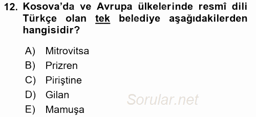 Çağdaş Türk Edebiyatları 2 2017 - 2018 Dönem Sonu Sınavı 12.Soru