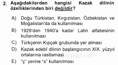 Çağdaş Türk Edebiyatları 2 2017 - 2018 Dönem Sonu Sınavı 2.Soru