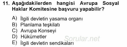 İnsan Hakları Ve Kamu Özgürlükleri 2012 - 2013 Dönem Sonu Sınavı 11.Soru