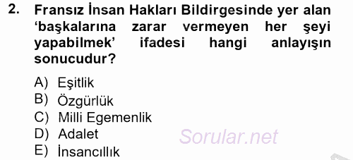 İnsan Hakları Ve Kamu Özgürlükleri 2012 - 2013 Dönem Sonu Sınavı 2.Soru