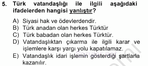 İnsan Hakları Ve Kamu Özgürlükleri 2012 - 2013 Dönem Sonu Sınavı 5.Soru