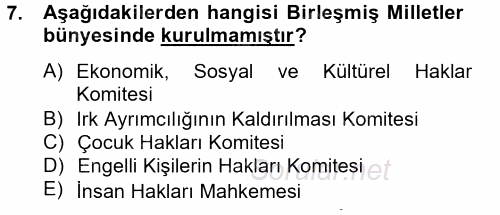 İnsan Hakları Ve Kamu Özgürlükleri 2012 - 2013 Dönem Sonu Sınavı 7.Soru