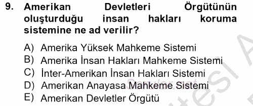 İnsan Hakları Ve Kamu Özgürlükleri 2012 - 2013 Dönem Sonu Sınavı 9.Soru
