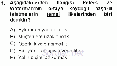 Yönetim ve Organizasyon 2 2014 - 2015 Dönem Sonu Sınavı 1.Soru