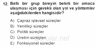 Yönetim ve Organizasyon 2 2014 - 2015 Dönem Sonu Sınavı 12.Soru