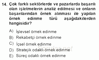 Yönetim ve Organizasyon 2 2014 - 2015 Dönem Sonu Sınavı 14.Soru