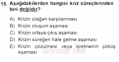 Yönetim ve Organizasyon 2 2014 - 2015 Dönem Sonu Sınavı 15.Soru