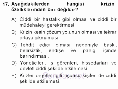 Yönetim ve Organizasyon 2 2014 - 2015 Dönem Sonu Sınavı 17.Soru