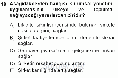 Yönetim ve Organizasyon 2 2014 - 2015 Dönem Sonu Sınavı 18.Soru