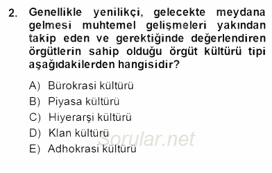 Yönetim ve Organizasyon 2 2014 - 2015 Dönem Sonu Sınavı 2.Soru