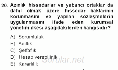 Yönetim ve Organizasyon 2 2014 - 2015 Dönem Sonu Sınavı 20.Soru
