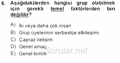 Yönetim ve Organizasyon 2 2014 - 2015 Dönem Sonu Sınavı 6.Soru