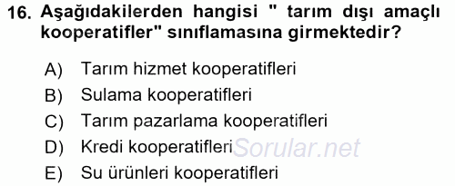 Şirketler Muhasebesi 2015 - 2016 Dönem Sonu Sınavı 16.Soru