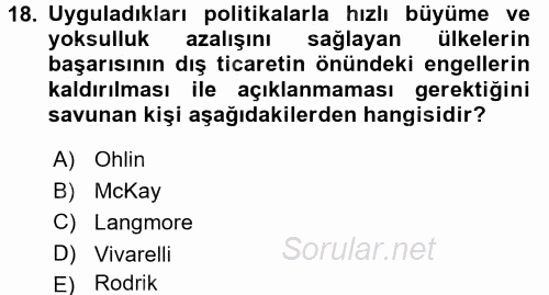 Gelir Dağılımı ve Yoksulluk 2015 - 2016 Dönem Sonu Sınavı 18.Soru