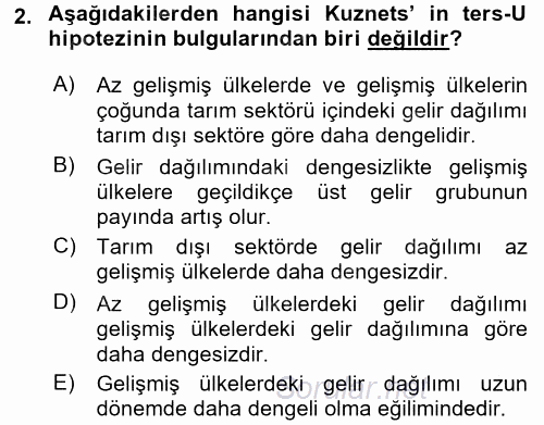 Gelir Dağılımı ve Yoksulluk 2015 - 2016 Dönem Sonu Sınavı 2.Soru