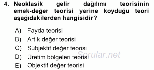 Gelir Dağılımı ve Yoksulluk 2015 - 2016 Dönem Sonu Sınavı 4.Soru