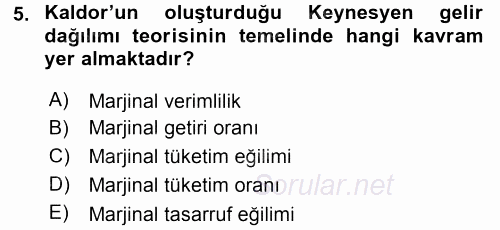 Gelir Dağılımı ve Yoksulluk 2015 - 2016 Dönem Sonu Sınavı 5.Soru