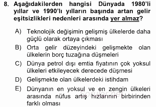Gelir Dağılımı ve Yoksulluk 2015 - 2016 Dönem Sonu Sınavı 8.Soru