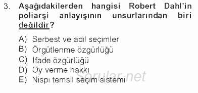 Siyaset Bilimi 2012 - 2013 Tek Ders Sınavı 3.Soru