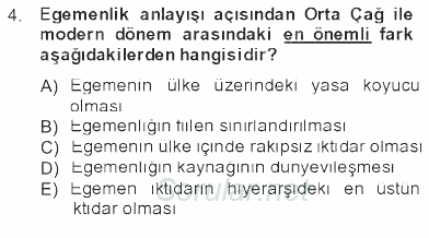 Siyaset Bilimi 2012 - 2013 Tek Ders Sınavı 4.Soru