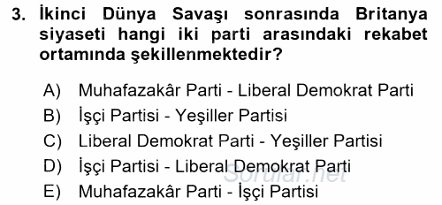 Karşılaştırmalı Siyasal Sistemler 2015 - 2016 Tek Ders Sınavı 3.Soru