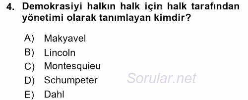 Karşılaştırmalı Siyasal Sistemler 2015 - 2016 Tek Ders Sınavı 4.Soru