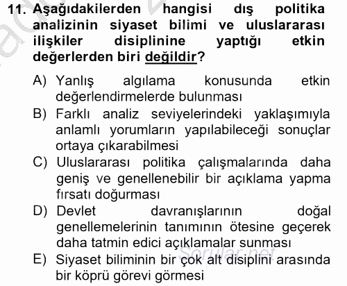 Diş Politika Analizi 2012 - 2013 Ara Sınavı 11.Soru