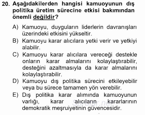 Diş Politika Analizi 2012 - 2013 Ara Sınavı 20.Soru