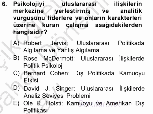 Diş Politika Analizi 2012 - 2013 Ara Sınavı 6.Soru