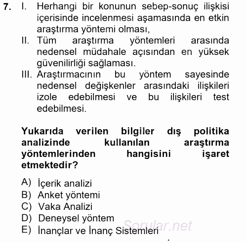 Diş Politika Analizi 2012 - 2013 Ara Sınavı 7.Soru