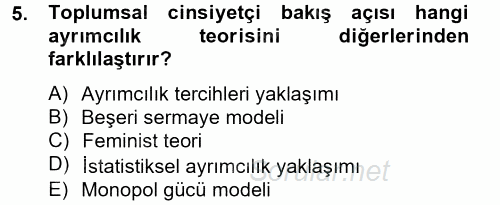 Çalışma Ekonomisi 2 2012 - 2013 Dönem Sonu Sınavı 5.Soru