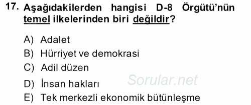 Türk Dış Politikası 2 2014 - 2015 Ara Sınavı 17.Soru