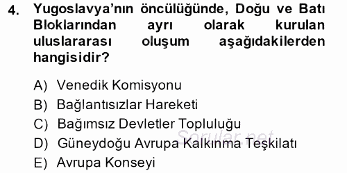 Türk Dış Politikası 2 2014 - 2015 Ara Sınavı 4.Soru