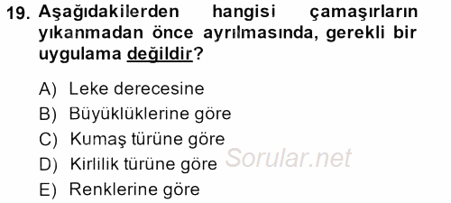Otel İşletmelerinde Destek Hizmetleri 2014 - 2015 Dönem Sonu Sınavı 19.Soru